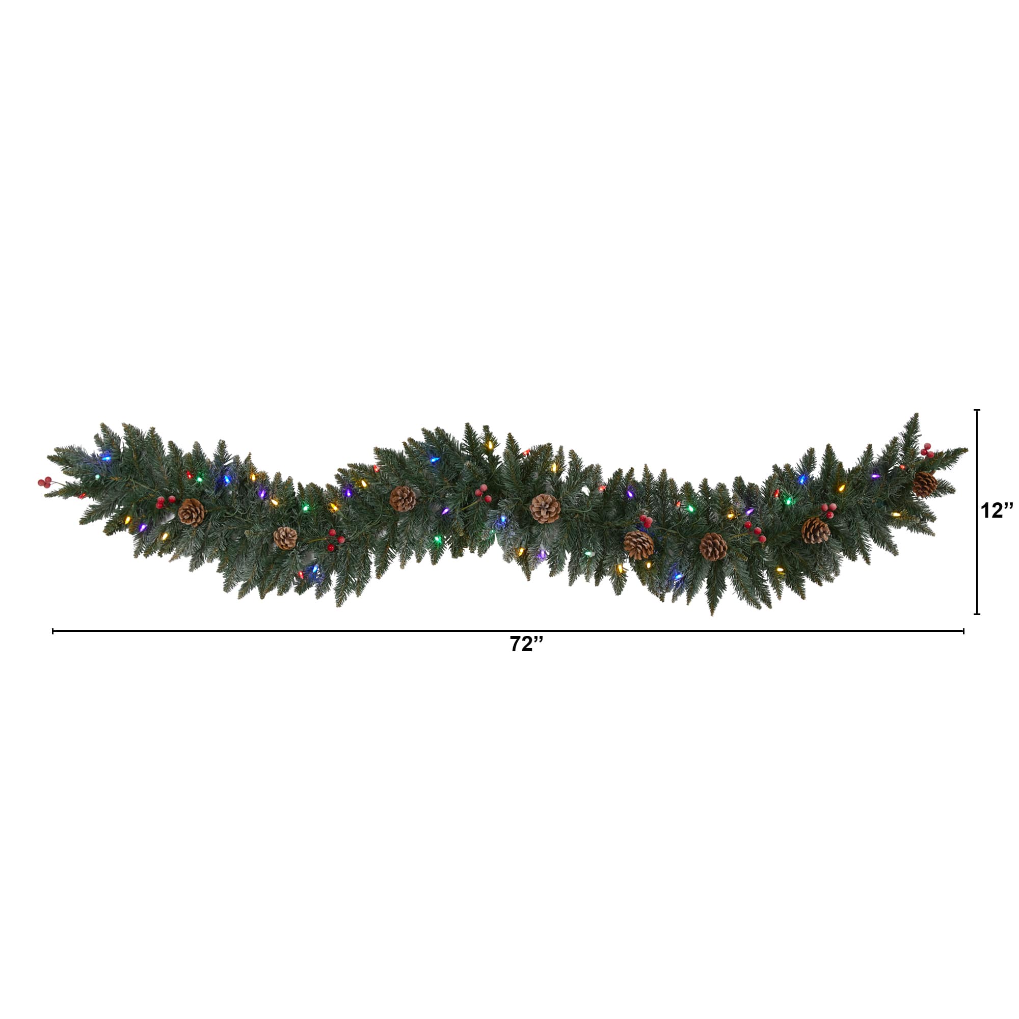 6ft. LED Snow Dusted Pinecones & Berries Garland